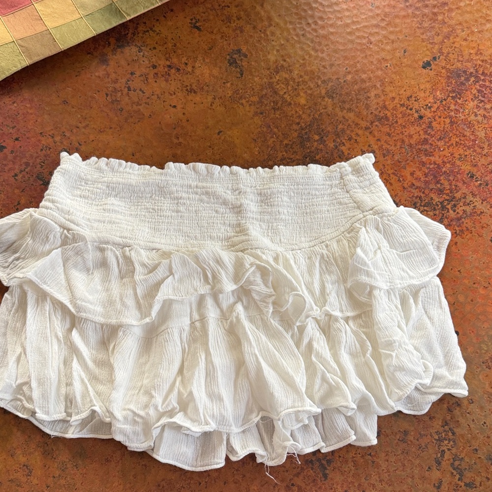 Mustard Seed White Ruffled Mini Skirt